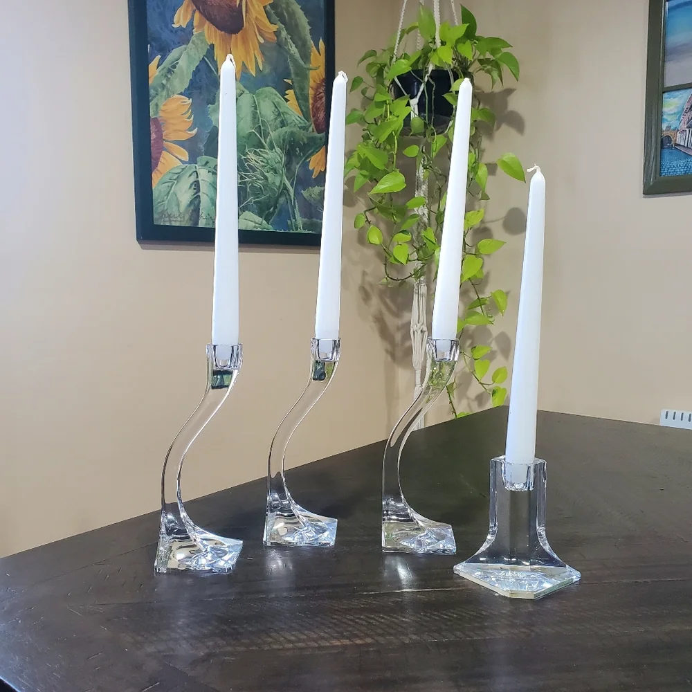 Vtg Josef Riedel Crystal Candlesticks by Riedel Austria 1970s Vintage - Picture 1 of 6